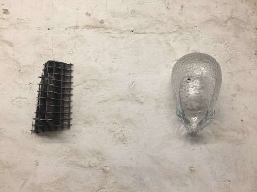 Inside, 2017,glass and metal, both 35 cm