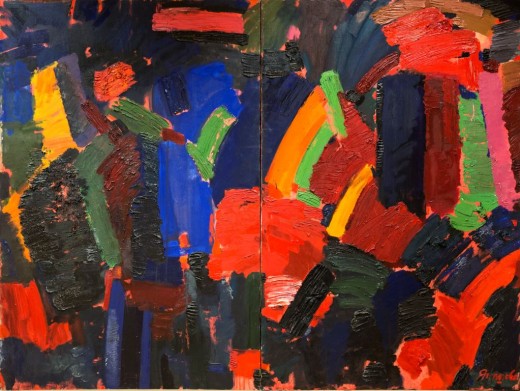 Sonia Jakuschewa, Garden IV. - Diptych, oil on canvas, 150 x 200 cm, 1992